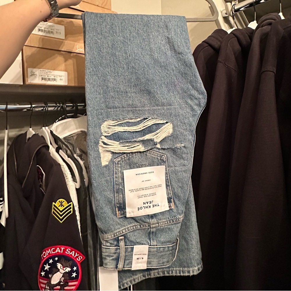 Good American Light Blue Distressed High Rise Jeans - Picture 6 of 9